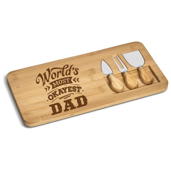 Bamboo Cheese Board Set | Engraved